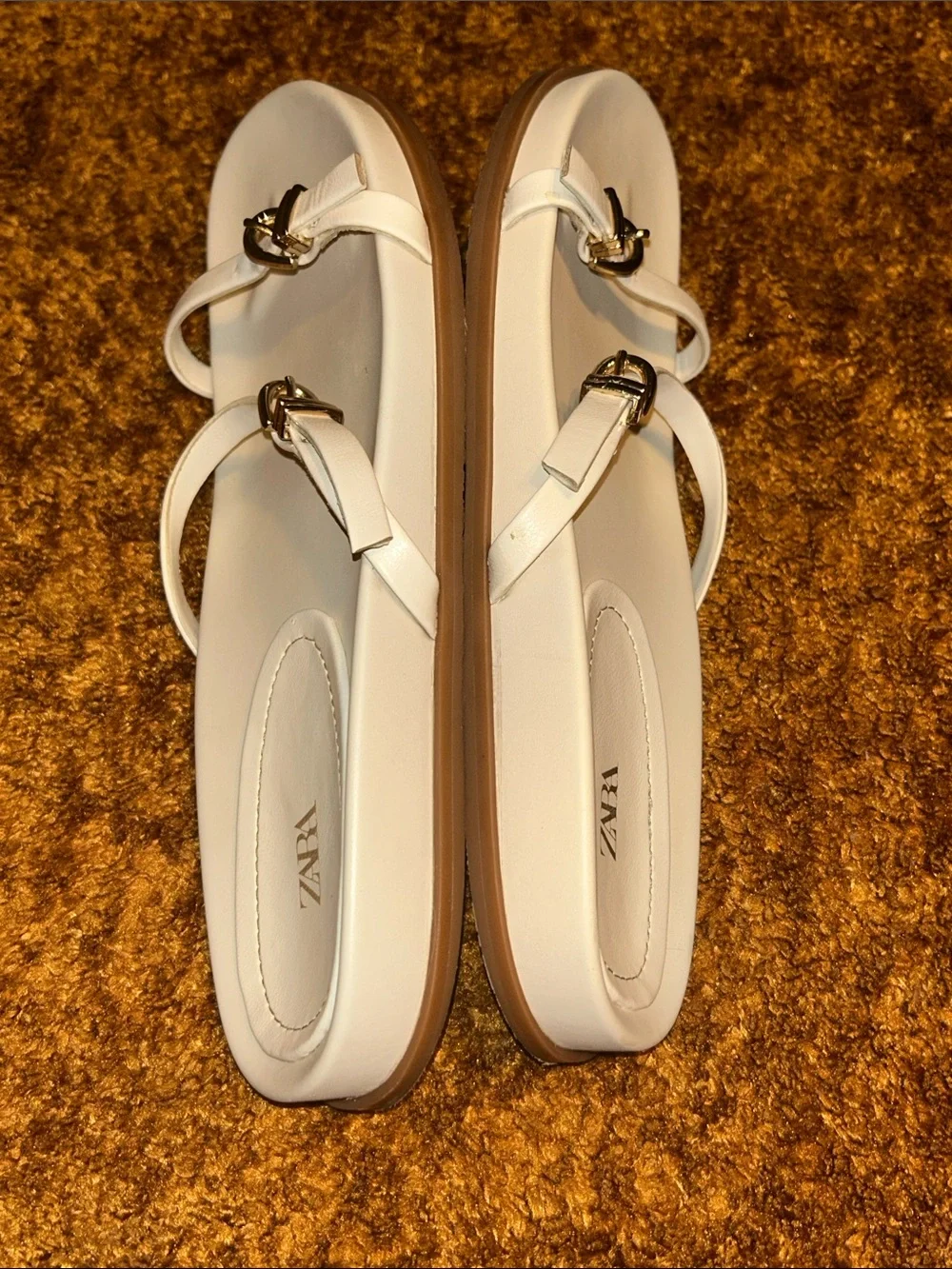 Zara White Double-Buckle Slide Sandals - Picture 4 of 6